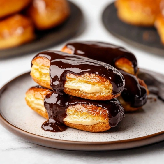 Chocolate sauce drizzled on top of a donut.