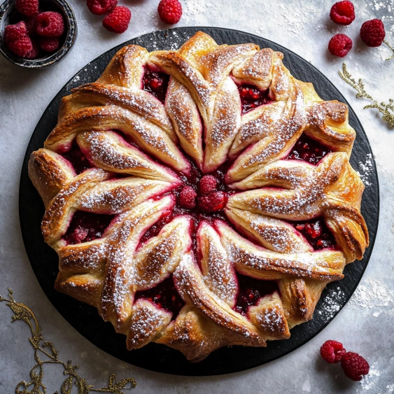 A pastry with berries on top.