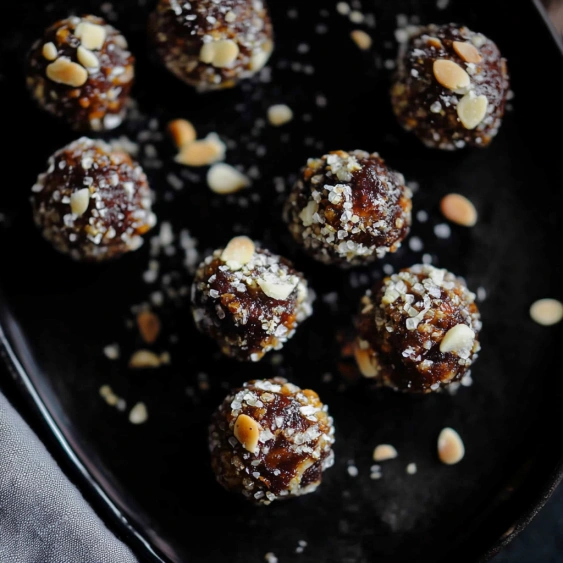 A plate of food with nuts on it.