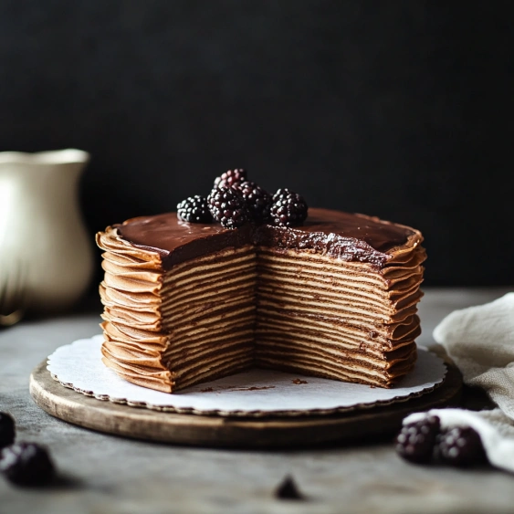 A slice of cake with berries on top.