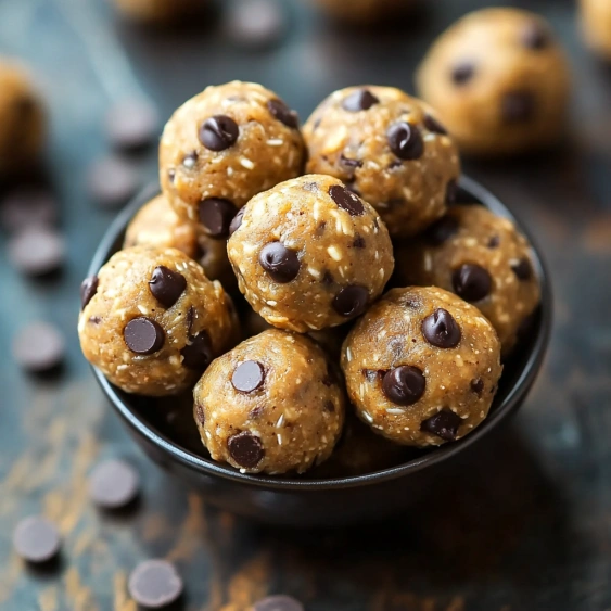 A bowl of chocolate chip cookies.