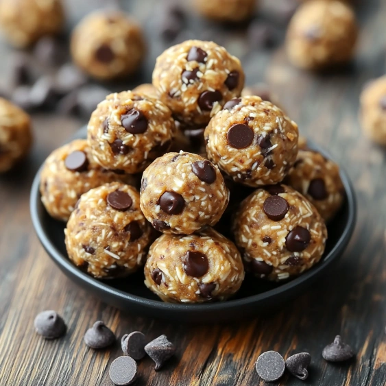 A bowl of chocolate covered raisin balls.