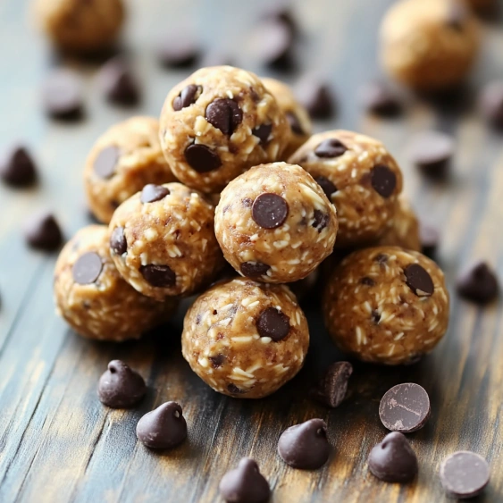 Chocolate chip cookies on a table.