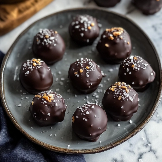 A plate of chocolate covered balls with sugar on top.