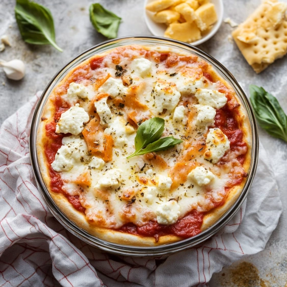A pizza with cheese and spinach.