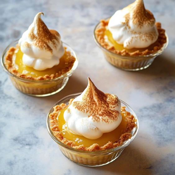 Three small desserts with whipped cream on top.