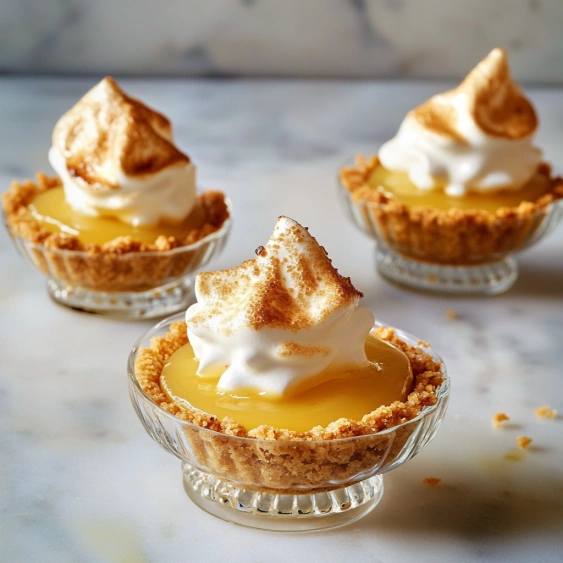Three small desserts on a table.