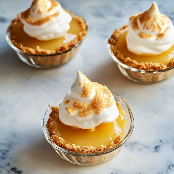 Three small desserts with whipped cream on top.