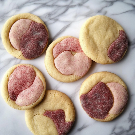 A plate of cookies with red and white frosting.