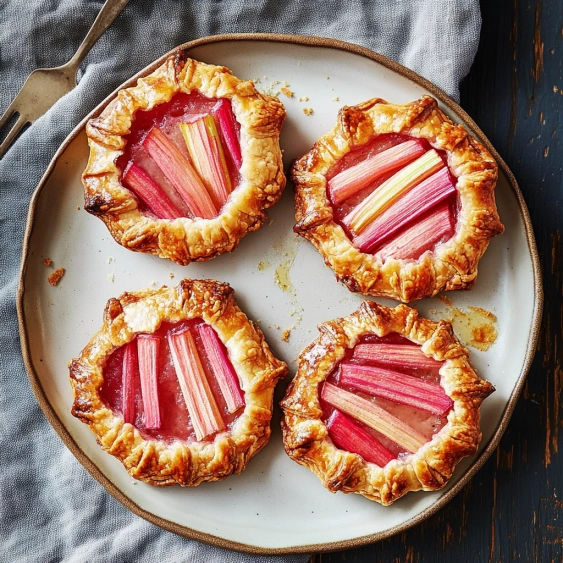 A plate with four pastries on it.