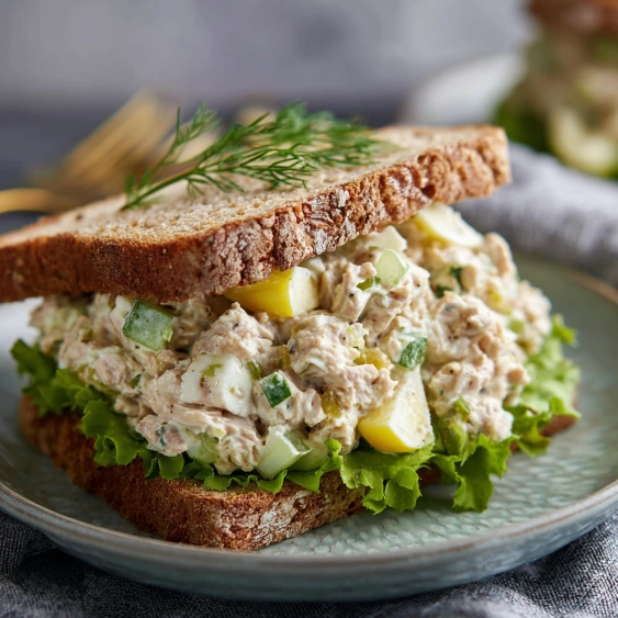 A sandwich with lettuce and cucumber on a plate.