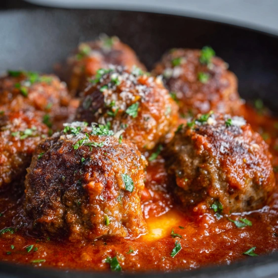 A bowl of meatballs in a tomato sauce.