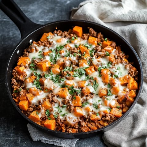 A skillet with a delicious meal of meat and vegetables.